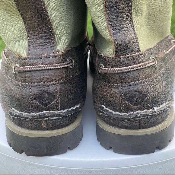 Sperry Top-Sider Boots Mens Size 8.5 Carson Brown Green Leather Canvas STS13572 - Picture 9 of 13